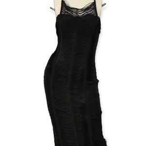 PrettyLittleThing Black Tassel Dress size 0